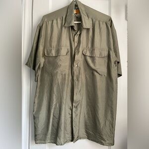 Protest Short Sleeves Button Down Silk Top Size: Medium